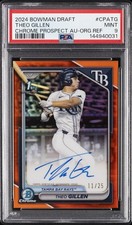2024 BOWMAN DRAFT CHROME PROSPECT AUTOS ORANGE REFRACTOR THEO GILLEN 11/25 PSA 9