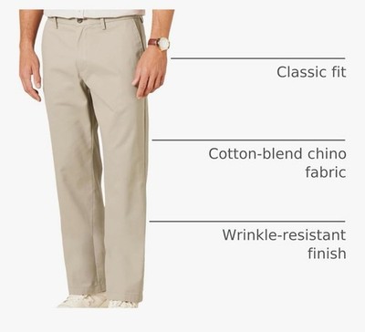 AMAZON ESSENTIALS MENS CLASSIC-FIT WRINKLE RESISTANT FLAT-FRONT CHINO  32/34 NEW