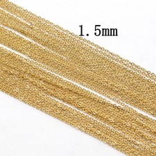 9PCS Stainless Steel Gold Flat Cable Necklace 16"/18"/20"/22"/24" Wide 1.5mm-G