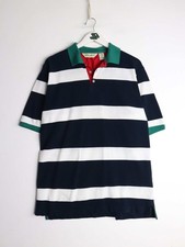 Vintage Eddie Bauer Polo Shirt Mens Medium Blue Striped