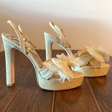 Badgley Mischka - Sophie - 235 - Platform Sandal W/ Tulle Bow - Brand New 