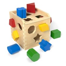 Melissa Doug Shape Sorting Cube - Classic Wooden Toy With 12 Shapes