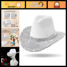 Rhinestone Cowboy Hat with Diamond Fringe Bling, Western Wide Brim for Cosplay 