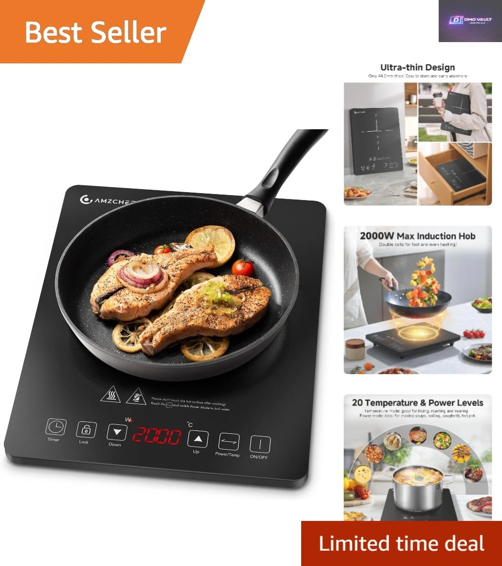 Ultra-Slim Electric Induction Cooker with 20 Settings and Safety Lock - 35x28cm
Opens in a new windo
