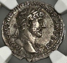 NGC XF Hadrian AR Denarius AD 117-138 Libertas