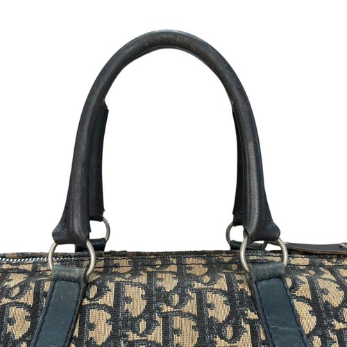 Mini Bolso de Mano Christian Dior Trotter Logo Boston Azul Marino Lona Cuero USADO929A - Imagen 7 de 11