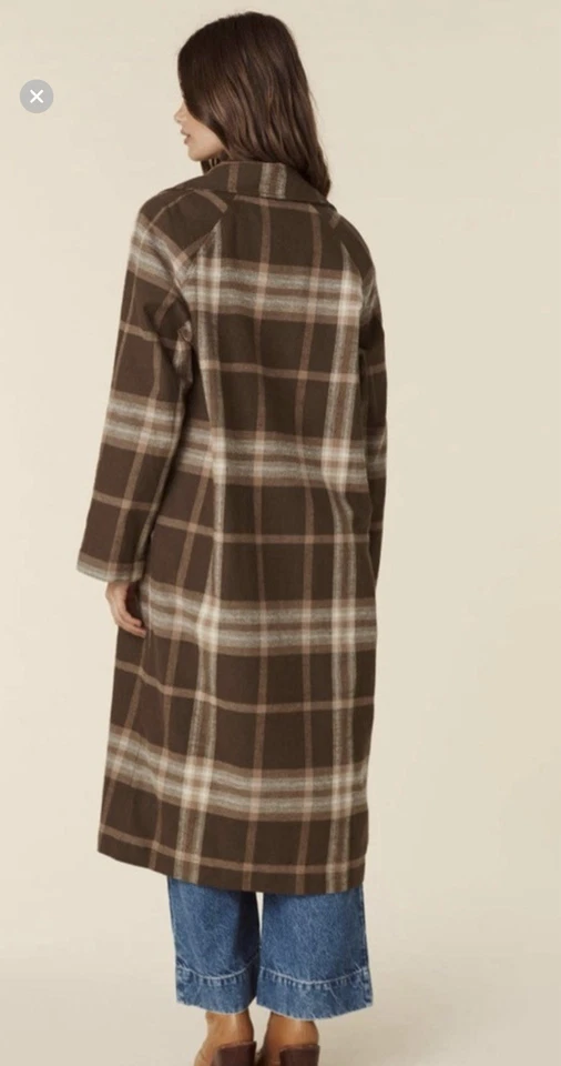 Chaqueta Spell Basecamp Marrón Chocolate Cuadros Trench Shacket Talla XS NUEVA CON ETIQUETAS Foto 4 de 4