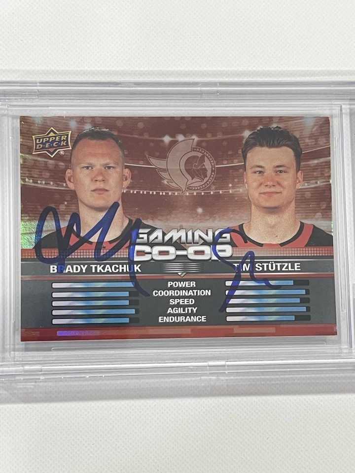 Brady Tkachuk Tim Stutzle Signed UD Gaming CO-OP Card Slabbed Beckett IP a - Image 3 of 4
