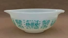 Vintage Pyrex Amish Butterprint 443 Cinderella Mixing Bowl Blue White 2.5QT Nice