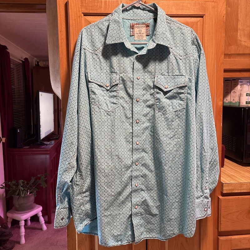 Men’s PANHANDLE Rough Stock XXL 100% Cotton Blue Pearl Buttons