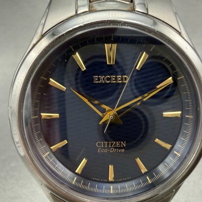 Citizen Ec-Drive Exceed Watch Men 38mm Blue Dial Titanium Round
