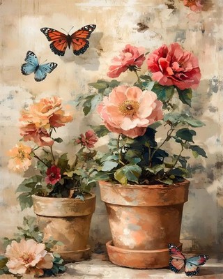 Flowers Paint By Numbers Kit For Adults DIY Wall Art Decoration 16x20 In