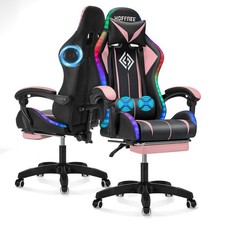 LED Computer Gaming Chair W/ Speaker Ergonomic Office Swivel Racing Chairs