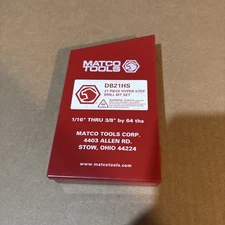 MATCO TOOLS DB21HS HYPER-STEP DRILL BIT SET INCOMPLETE ONLY (8) IN METAL CASE