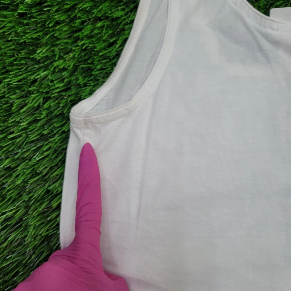 Vintage 90s MOD Colorblock Tank-Top Women P XS/S 15x24 White - Image 4 of 4