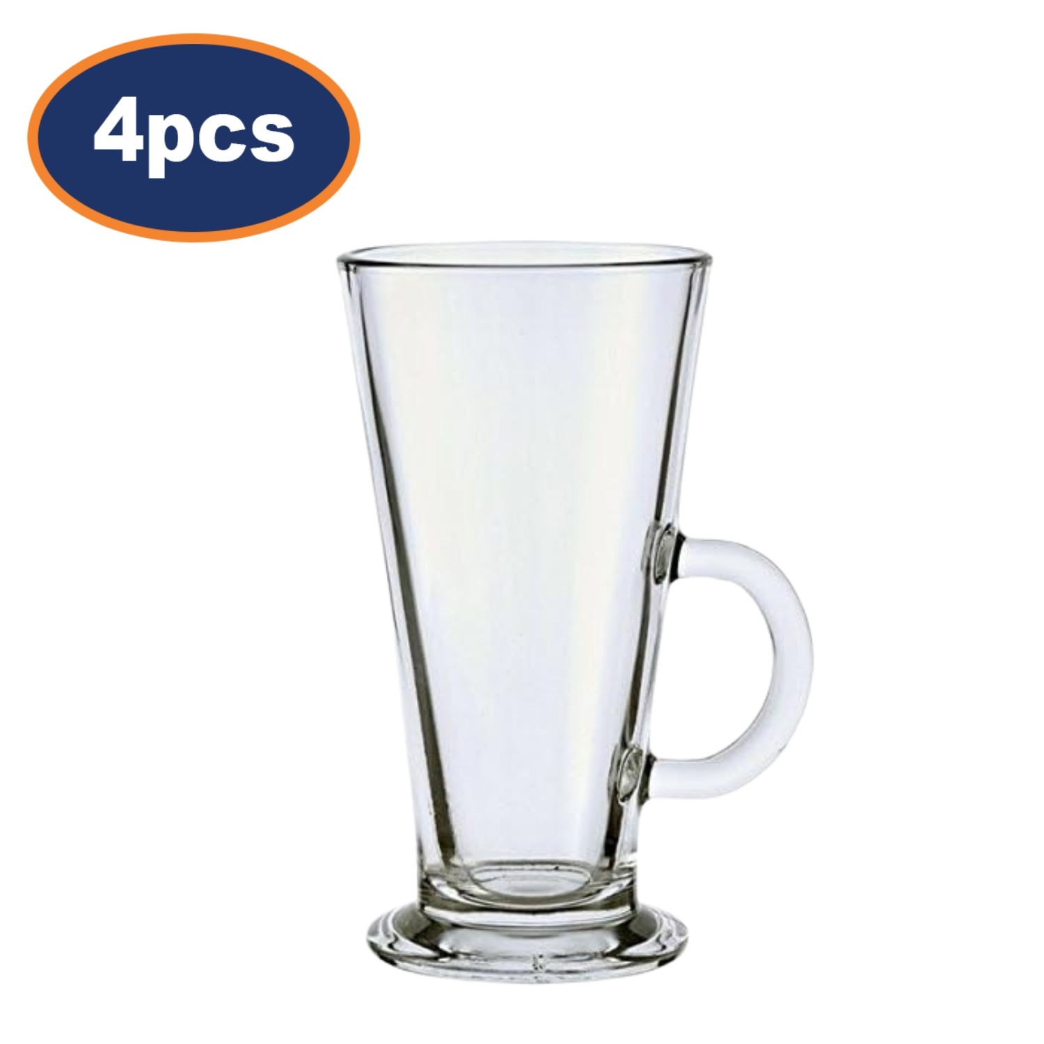 Luminarc Latte Glass Mug Tall Clear Cappuccino Hot Chocolate Coffee 290ml 4Pcs