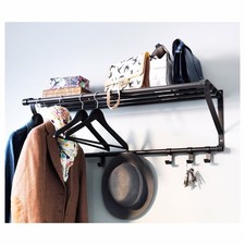 IKEA PORTIS Wall Mounted Black Metal Hall Hat Shelf Rack Coat Hooks 600.997.91