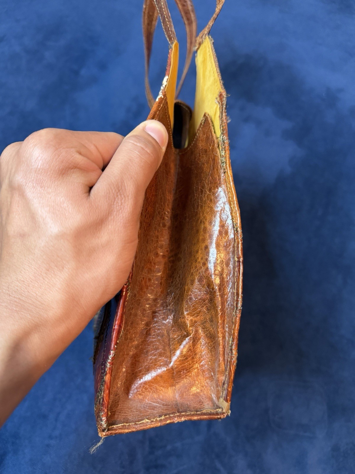 Vtg 70’s Multicolor Leather Patchwork shoulder Ba… - image 14