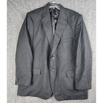 Saddlebred Performance Blazer Mens 46R Navy Blue Wool Brass Buttons Jacket
