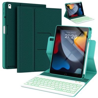 Keyboard Case for iPad 360 Rotatable 7th/8th/9th/Air 3/Pro 10.5, Teal 