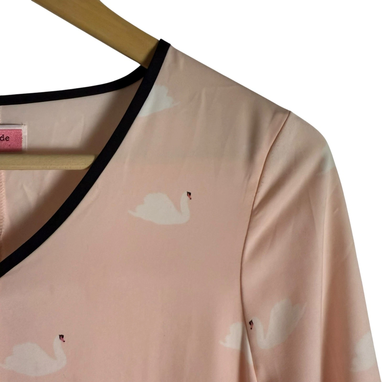 Camicia da notte Kate Spade New York rosa stampa cigno trasparente caftano abito da salotto taglia M