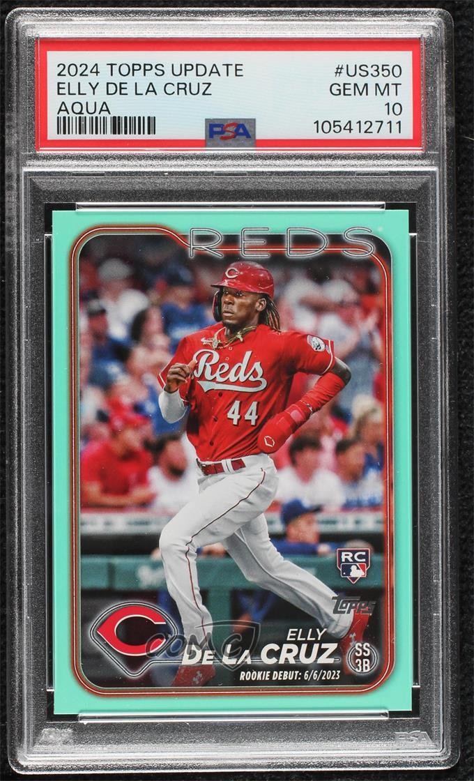2024 Topps Update Debut Aqua Elly De La Cruz #US350 PSA 10 GEM MT Rookie RC 05ns