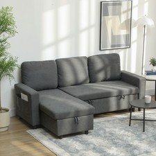 3 Seater Corner Sofa Bed w/ Storage Convertible Pull Out Sofa Bed