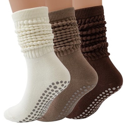 3 Pairs Grip Pilates Socks for , Yoga Slouch Socks with Non Slip Grippers for...