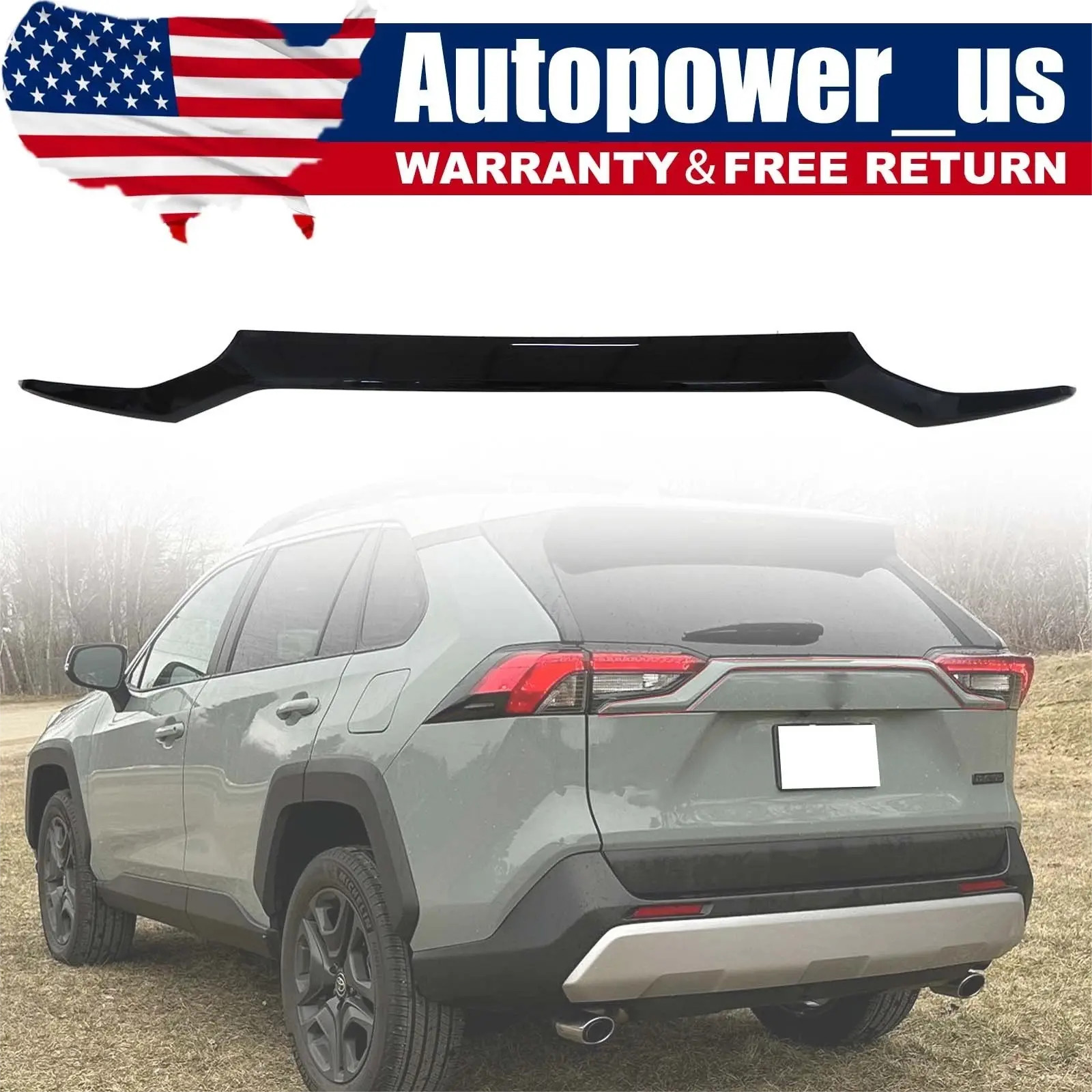 Exterior Rear Trunk Upper Lid Cover Trim For Toyota RAV4 2019-2025 Glossy Black