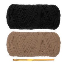 T-Shirt Yarn for Crocheting, 2 Pack 400g/130 Yards Yarn Black/Coffee Color 