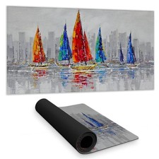 Begin Home Decor C1DM15314M5BTT 16 x 32 in. Colorful Boats Desk Mat - Boat Be...