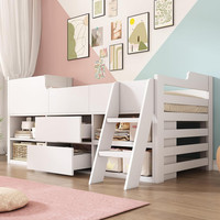 Wooden Cabin Bed 3ft !SALE! Kids Single Bed Storage Drawers Pine White 90x190cm