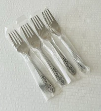Stanley Roberts Rogers Stainless Korea Floral Trellis 4 Salad Forks Satin