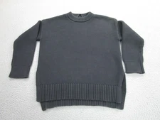 Jenni Kayne Sweater Womens XS Gray Chunky Knit Crewneck Pullover Side Slit