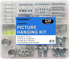 330Pc Picture Hanging Kit - Wall Hangers, Nails, Wire, Screw Eyes, D Rings  Too