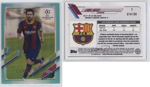 2020-21 Topps Chrome UCL Aqua Refractor /199 Lionel Messi #1