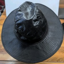 Barbour Wide Brim Wax Hat Size Large Men's Dark Olive Green Reproofed 