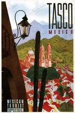 Tasco Mexico c1945 Travel Poster Peinador Espert Art Deco Wall Art Print