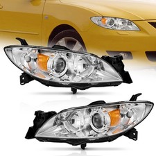 Pair Headlights Assembly For 2004-2009 Mazda 3 Sedan 4-door Halogen Projector