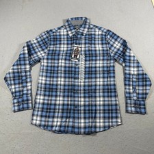 Eddie Bauer Bristol Flannel Shirt Men S Blue White Plaid Long Sleeve Cotton NWT