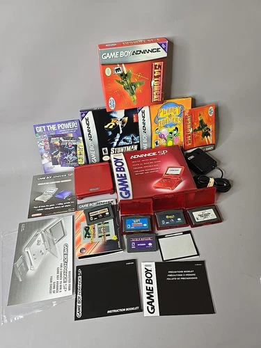 Nintendo Gameboy Advance GBA SP Handheld Console Flame Red AGS-001 CIB Tested 
