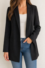 Ellen Tracy Black Longline Blazer Jacket Wome...