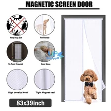 UPGRADE Magnetic Screen Door Hands-Free Durable Mosquito Mesh Curtain 83inx39in