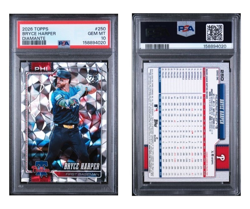 2026 Topps #250 Bryce Harper Diamante Foil Philadelphia Phillies PSA 10 Pop 2