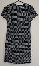 Calvin Klein Black White Geometric Print Shift Dress Sz 2 STUNNING! (K2)
