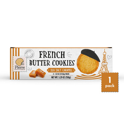 French Butter Cookies with Sea Salt Caramel 5.29 Ounce Box (Pack of 1)