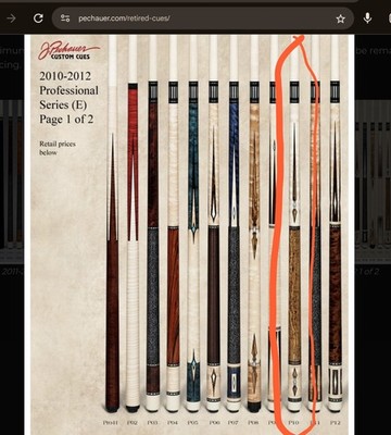 Pechauer P10-E Cue  - Pro Series 2011 Original  -Signature - Lifetime Warranty