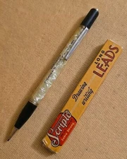 Vtg SCRIPTO Mechanical Pencil .9mm Yellow Pearlescent Barrel + Leads