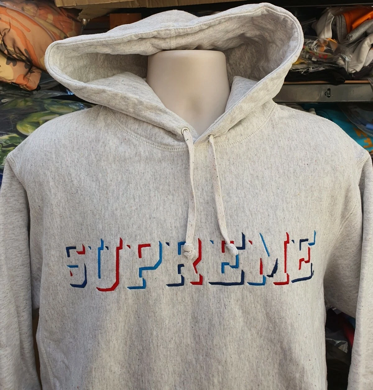 FW20 Supreme Drop Shadow felpa con cappuccio taglia M media felpa grigio erica