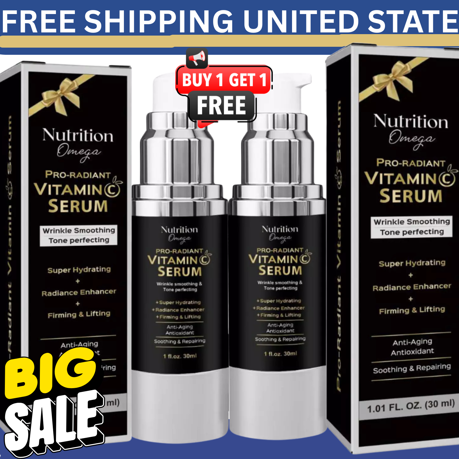 Anti-Aging Vitamin C Serum with Niacinamide & Hyaluronic Acid for Mature Skin-image